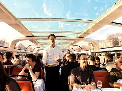 Amsterdam Dinner Cruise on Canal Boat Waiter With Food